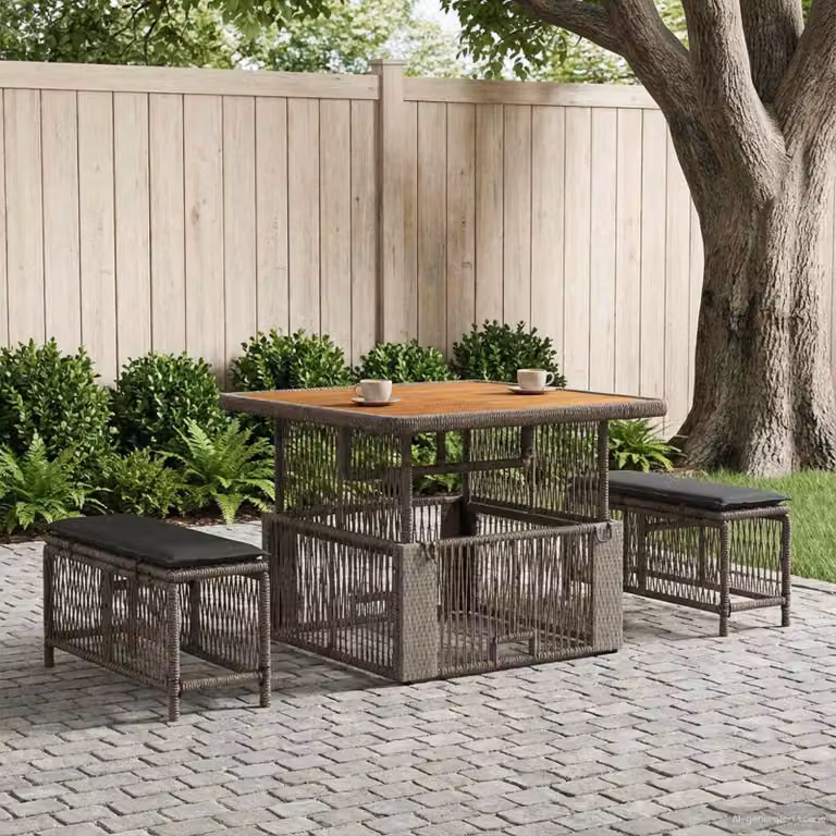 Maison Exclusive - Set da giardino per esterni, composto da 3 pezzi, in rattan sintetico grigio e grigio scuro
