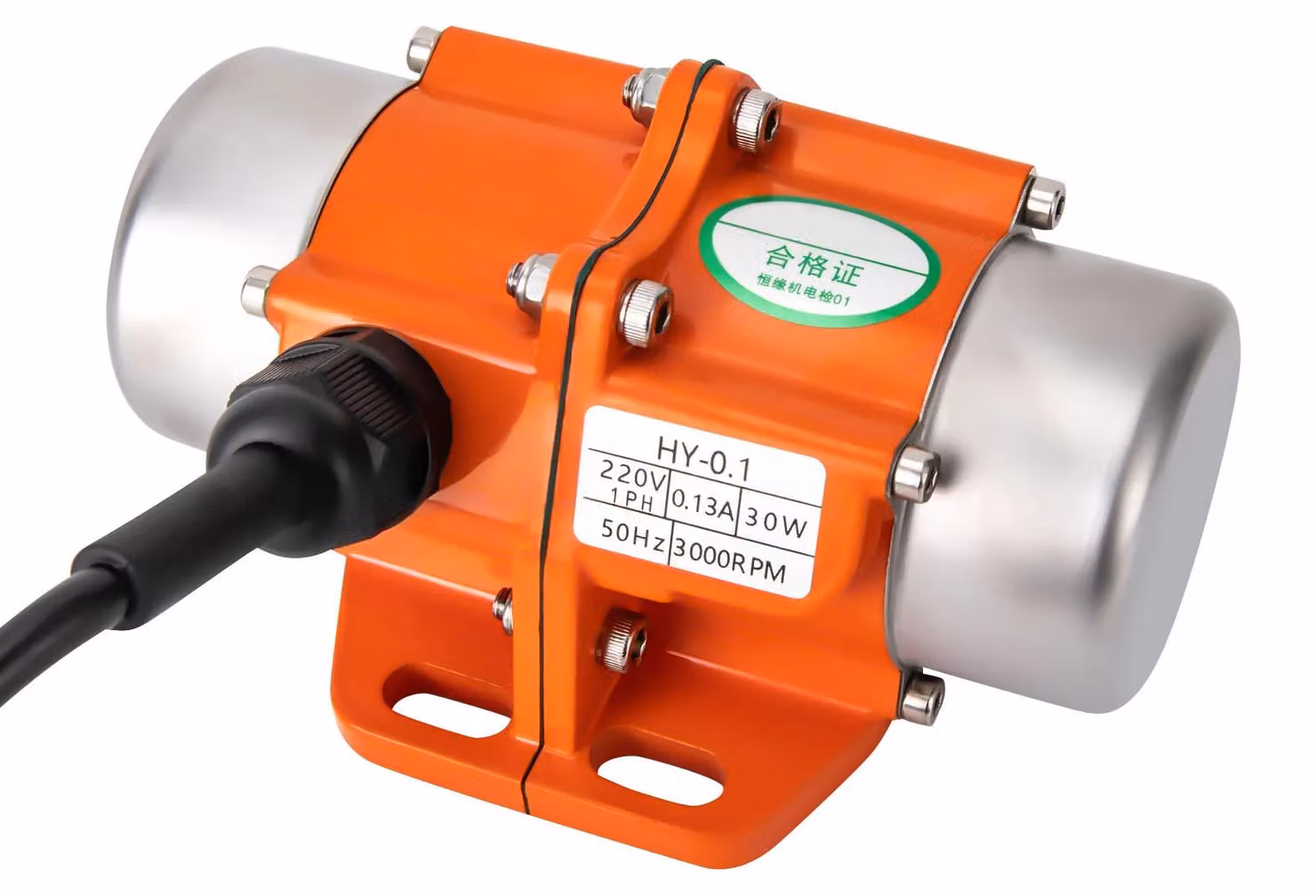 Motore vibrante - 220V AC - 30W - 3000 giri/min - Grado di protezione IP65 (resistente all'acqua) - Funzionamento silenzioso (65 dB) - Senza spina - Colore: arancione