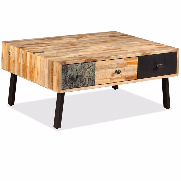 Tavolino da Salotto in Legno di Teak di Recupero 90x65x40 cm
