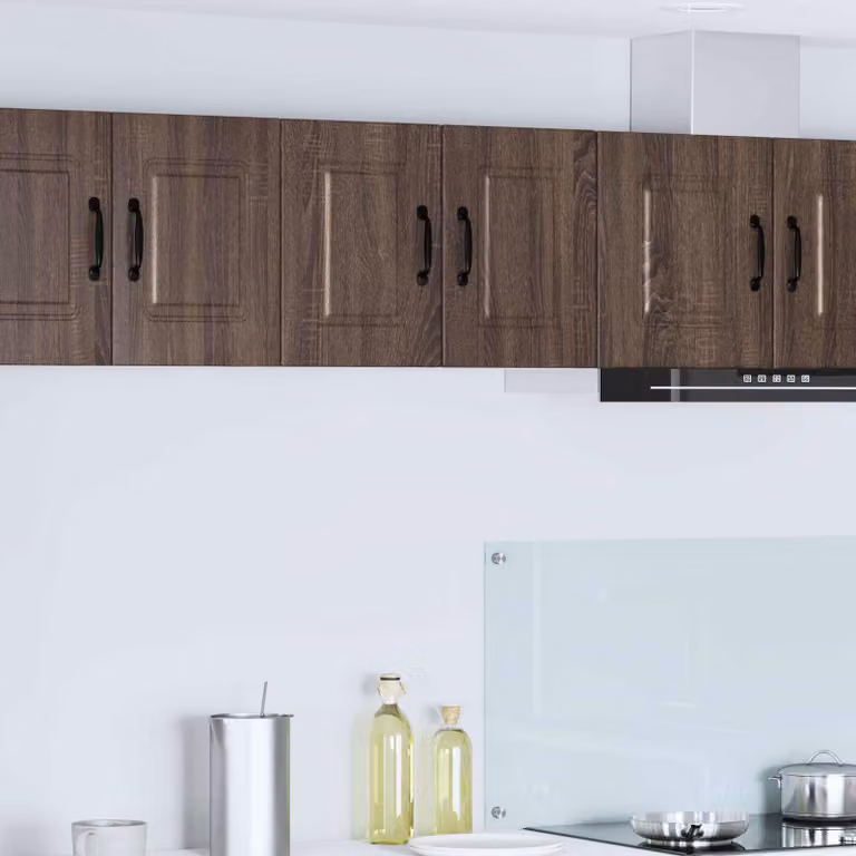 Set di 2 armadietti a muro PORTO vidaXL in legno MDF marrone per cucina con ante a battente e ripiani interni