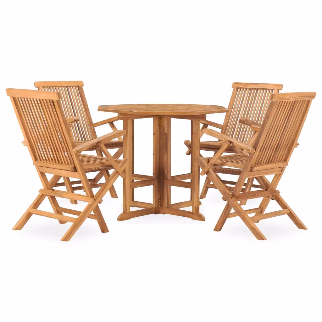 vidaXL set da pranzo da giardino 5 pezzi pieghevole in legno massiccio teak