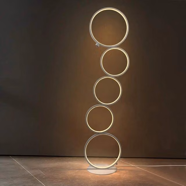 ZMH Lampada da terra LED moderna in metallo bianco, dimmerabile con interruttore touch per soggiorno, H: 110 cm