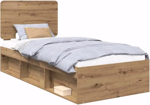 Letto singolo | Letto per adulti | Struttura del letto con testiera Rovere Artigianale 90 x 190 cm
