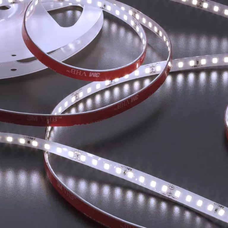ARELUX XRIBO, striscia LED IP66, 5 metri per rotolo, 12W/metro, 128 LED/metro, 24V DC, CRI 80, angolo di emissione >115°, temperatura di colore 6000K