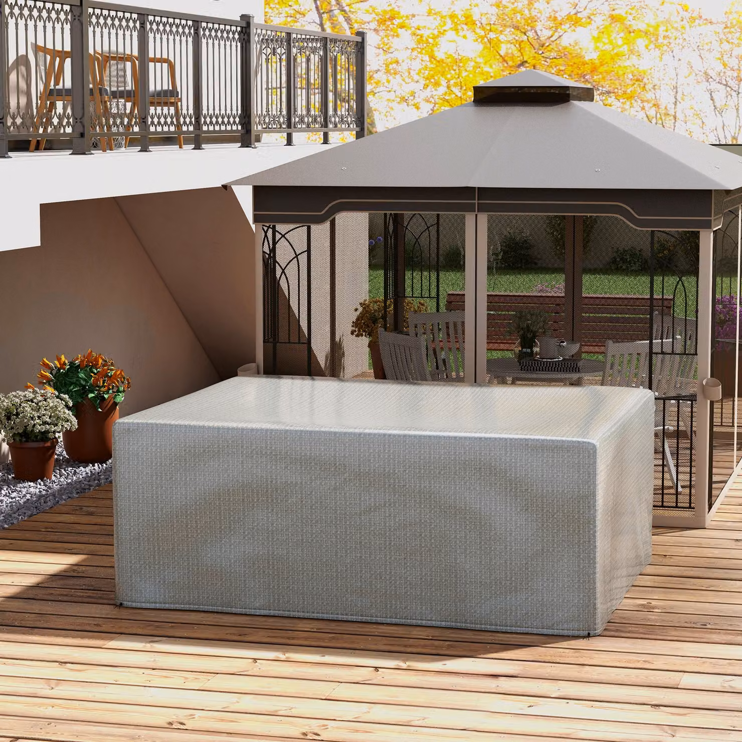 Copertura per salotto da giardino Outsunny in polietilene anti-UV, grigio, L 235 x P 190 x H 90 cm – 2