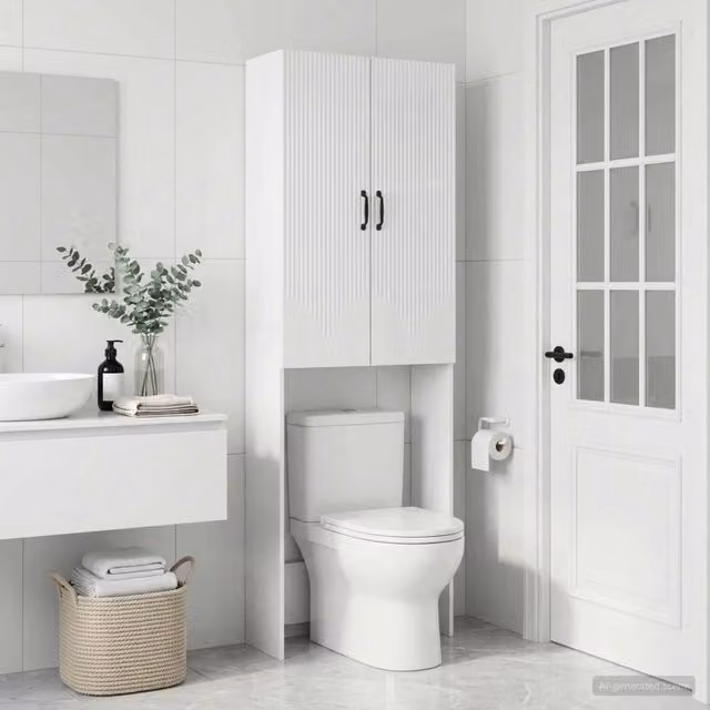 Mobile Bagno Moderno vidaXL HOORN Bianco Lucido L: 66 cm, P: 25,5 cm, H: 190 cm – 1
