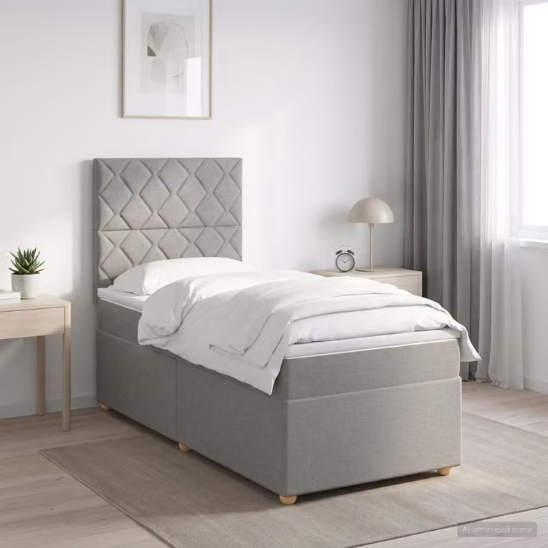 Letto box spring con materasso ibrido vidaXL Grigio, L: 80 cm, P: 200 cm, H: 140,5 cm