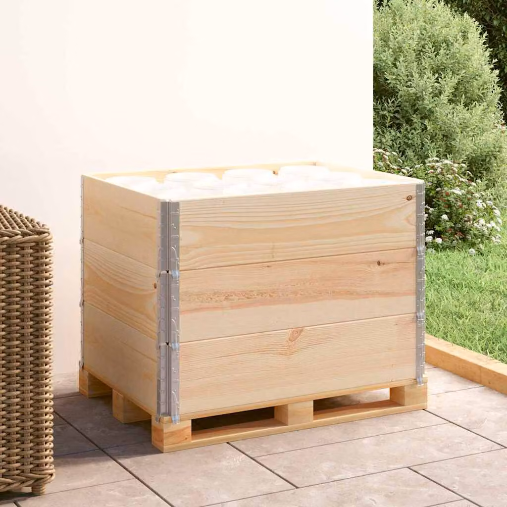 Collari per Pallet vidaXL in Legno Massello di Pino, Set da 3 pezzi, Colore Marrone/Beige, L/P: 60 x 80 cm – 1