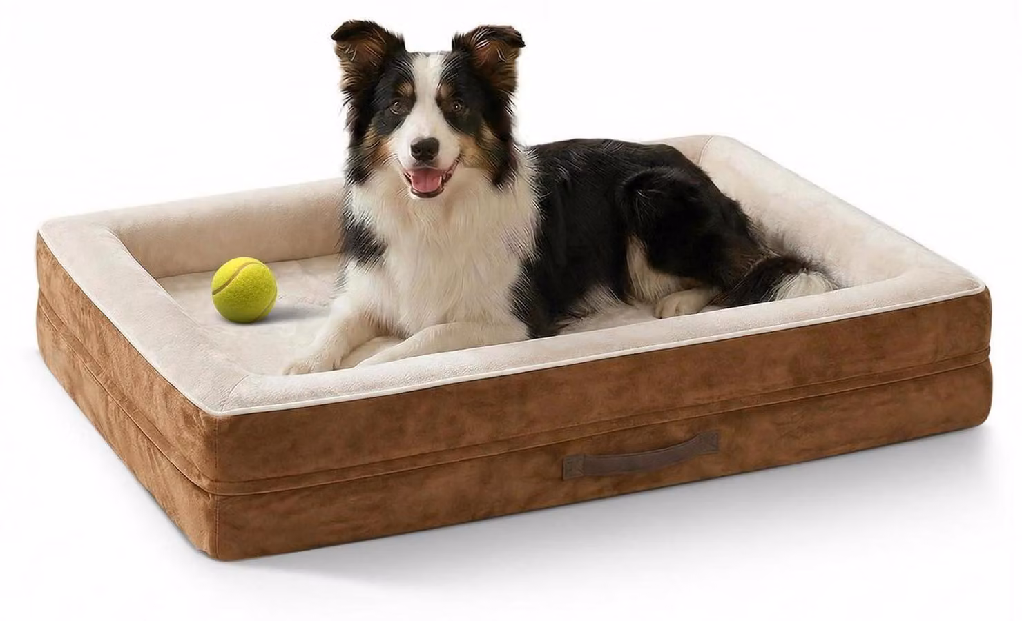 Cuccia ortopedica per cani, grande, lavabile, color marrone, dimensioni 91x61x18 cm