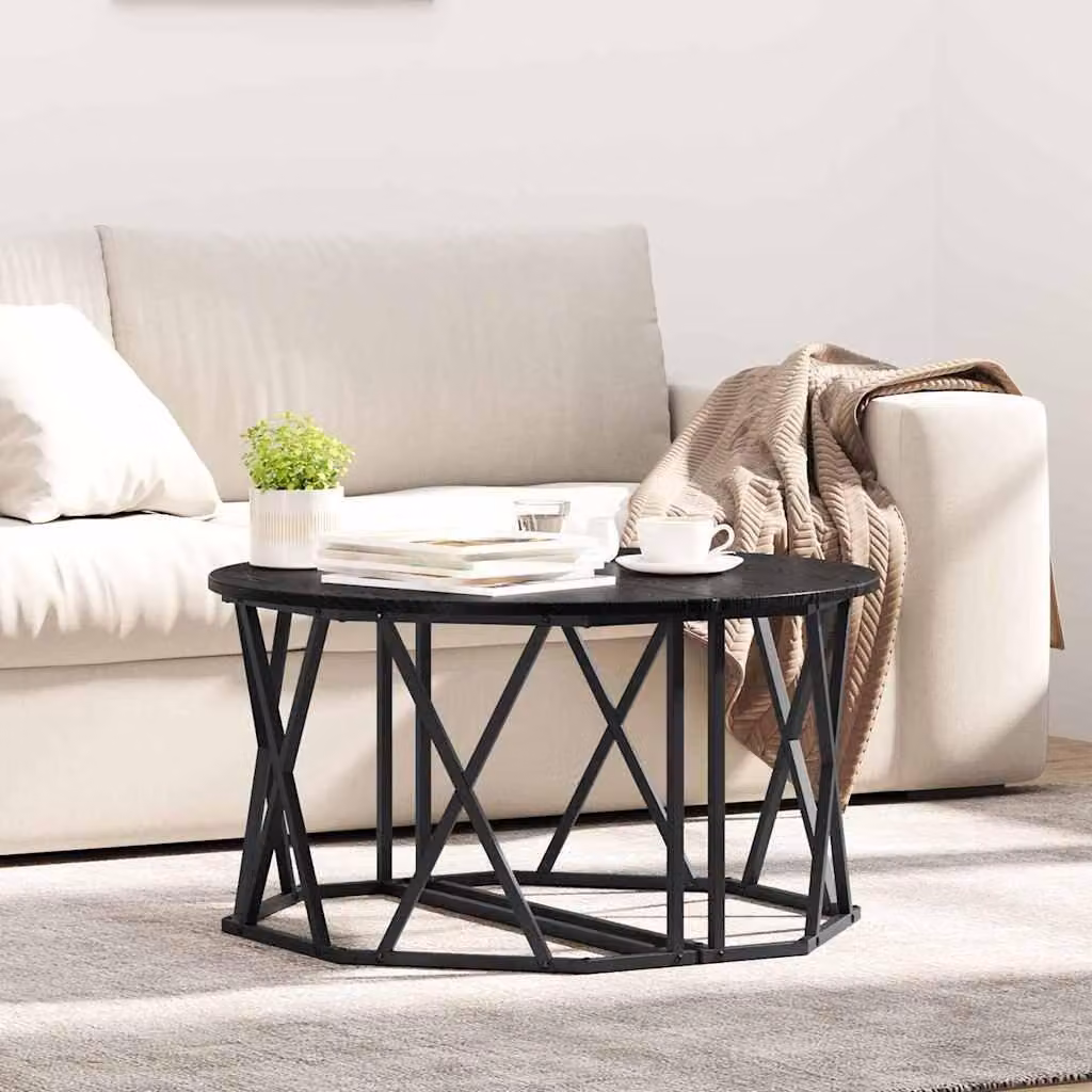 Maison Exclusive - Tavolino da caffè nero, finitura effetto legno di quercia, 80 x 80 x 42 cm