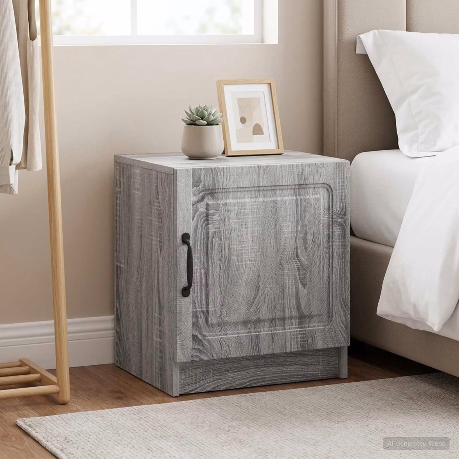 Set di 2 Armadi da Notte vidaXL Moderni in Colore Grigio e Nero, L: 43 cm, P: 34,5 cm, H: 47 cm