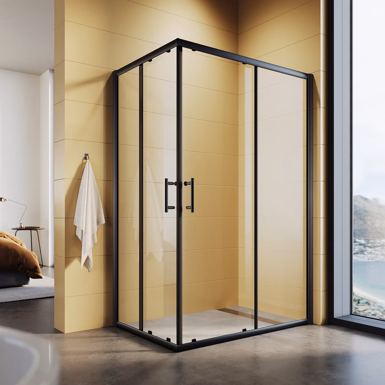 SONNI nero doccia angolare doppia porta scorrevole 120x70x195cm ingresso angolare ESG porta doccia in vetro cabina doccia box doccia