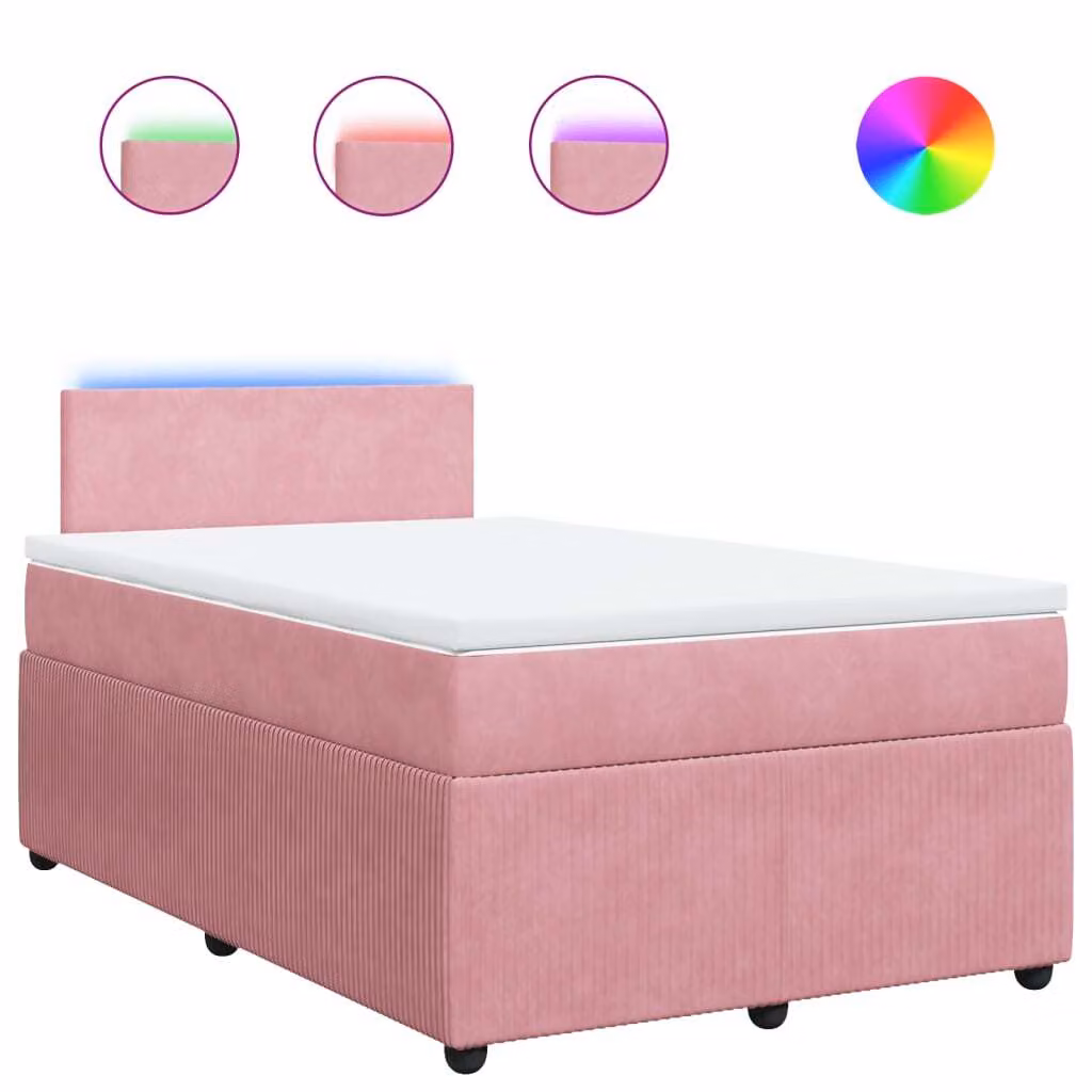Giroletto a Molle con Materasso Rosa 120x200 cm in Velluto