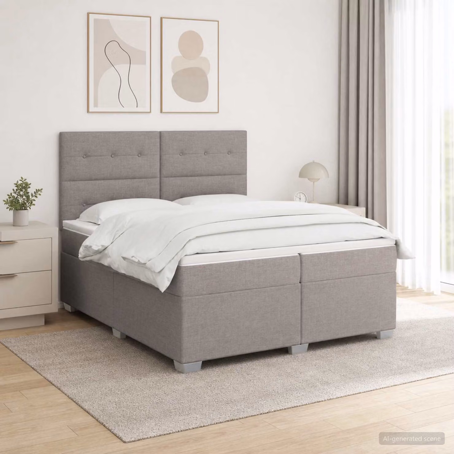 Letto box spring vidaXL con materasso a molle insacchettate in tessuto, L/P/H: 200 x 200 x 140,5 cm