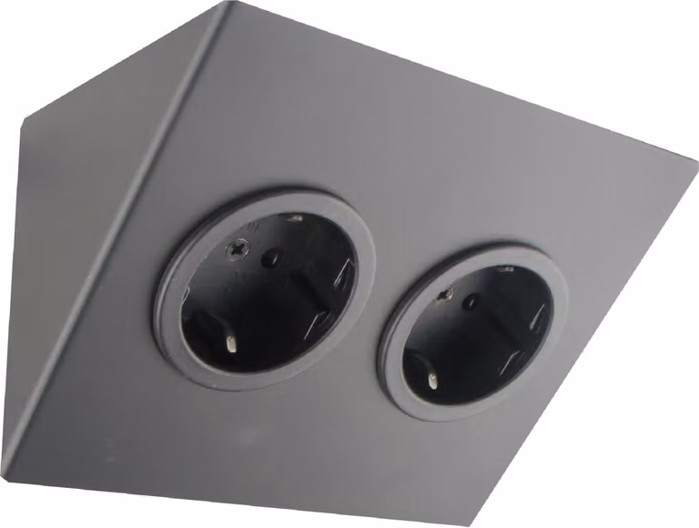 CARESSI, presa a muro da incasso 2ST14, colore nero, con 2 prese / ciabatta multipresa