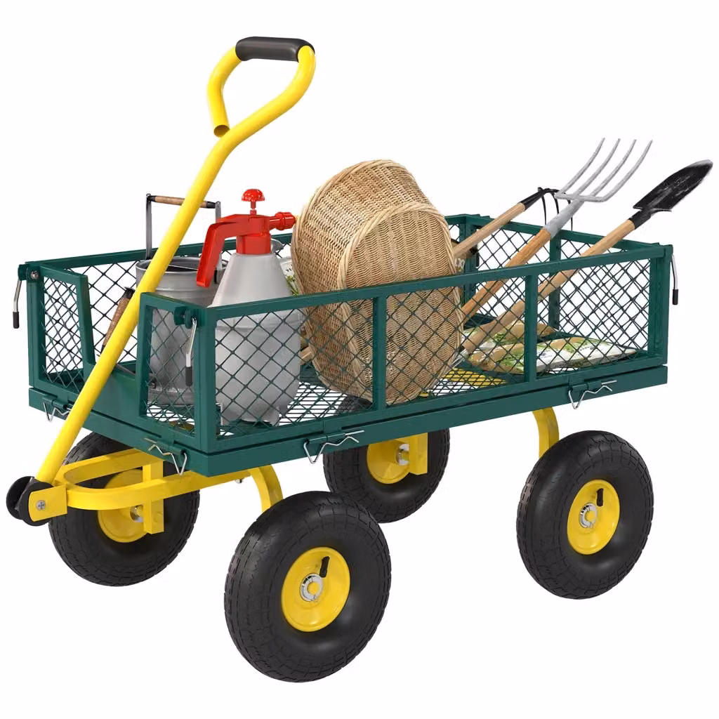 Carrello da giardino Minimal in acciaio verde e giallo L: 104 cm, P: 54 cm, H: 51 cm – 2