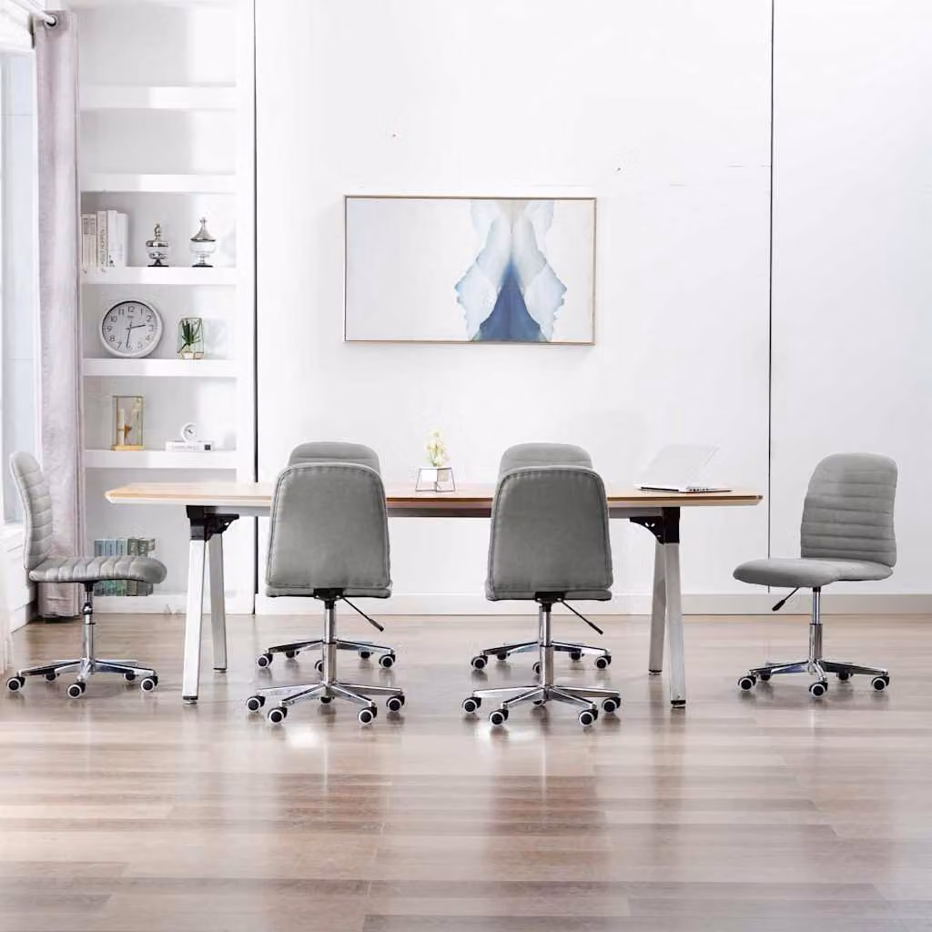 Set di 6 sedie da pranzo moderne vidaXL in tessuto grigio chiaro con struttura in legno e metallo