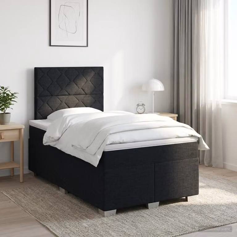 Maison Exclusive - Letto boxspring con materasso nero 120 x 200 cm Tessuto