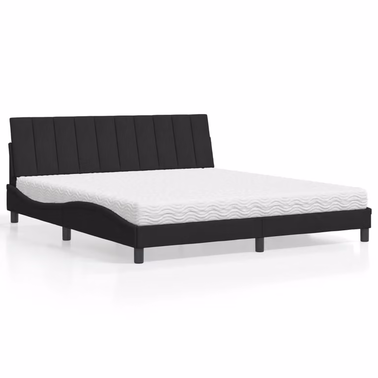 Letto con Materasso Hanko vidaXL in Velluto Nero L/P: 180 x 200 cm