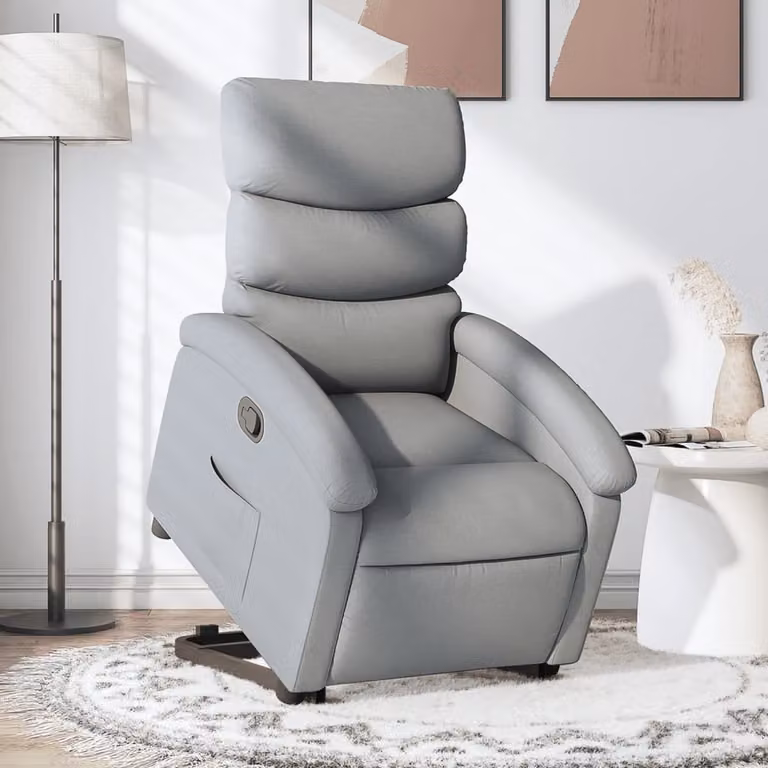 vidaXL Poltrona Alzapersona Reclinabile Grigia con Assistenza Elettrica in Tessuto