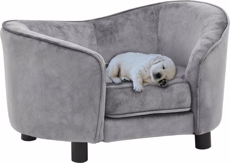 The Living Store Divano per cani grigio 69x49x40 cm in peluche