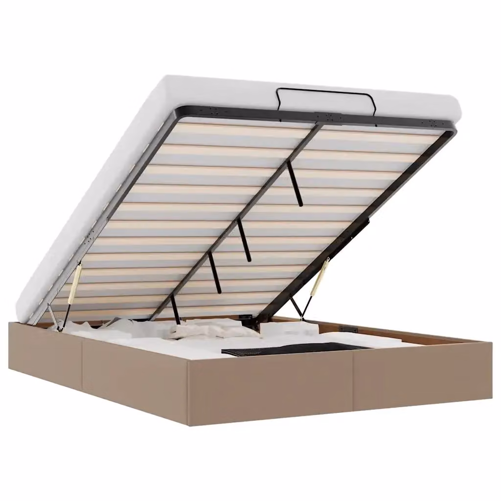 Struttura Letto con Contenitore a Sollevamento vidaXL in Similpelle Beige L 140 x P 190 cm – 2