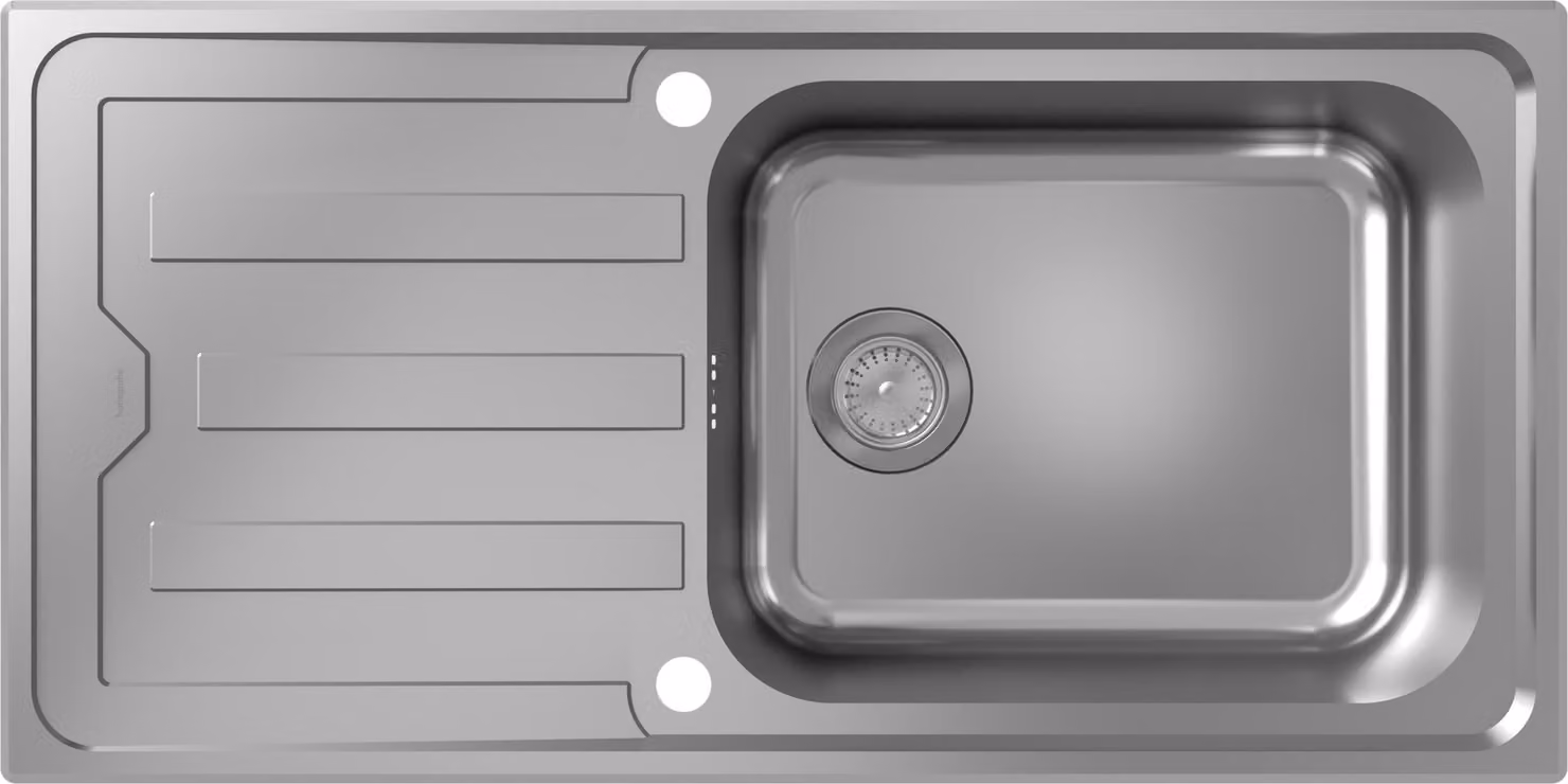 hansgrohe S44 Evier à encastrer 500, acier inoxydable, avec égouttoir, 1000x500mm, 43367800, 43367800