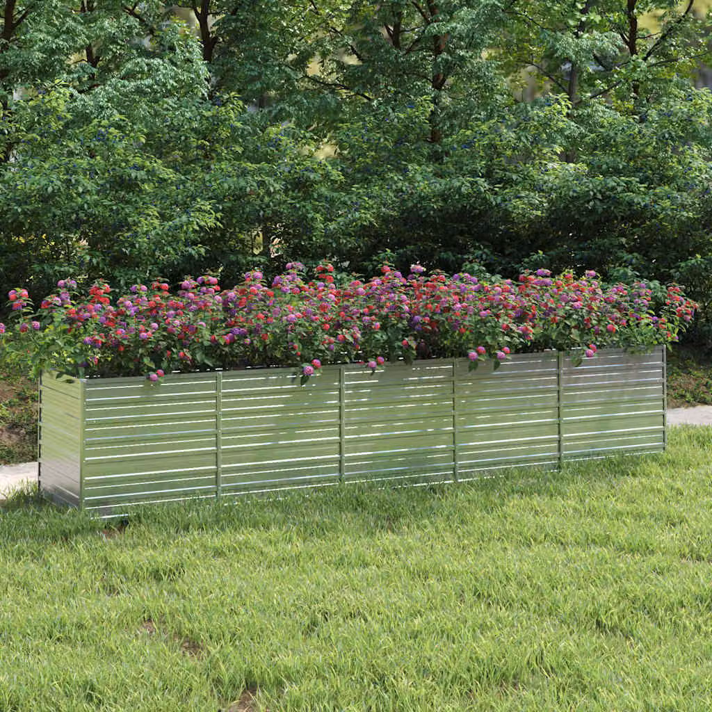 Letto rialzato da giardino vidaXL in acciaio zincato argento L: 400 cm, P: 80 cm, H: 77 cm