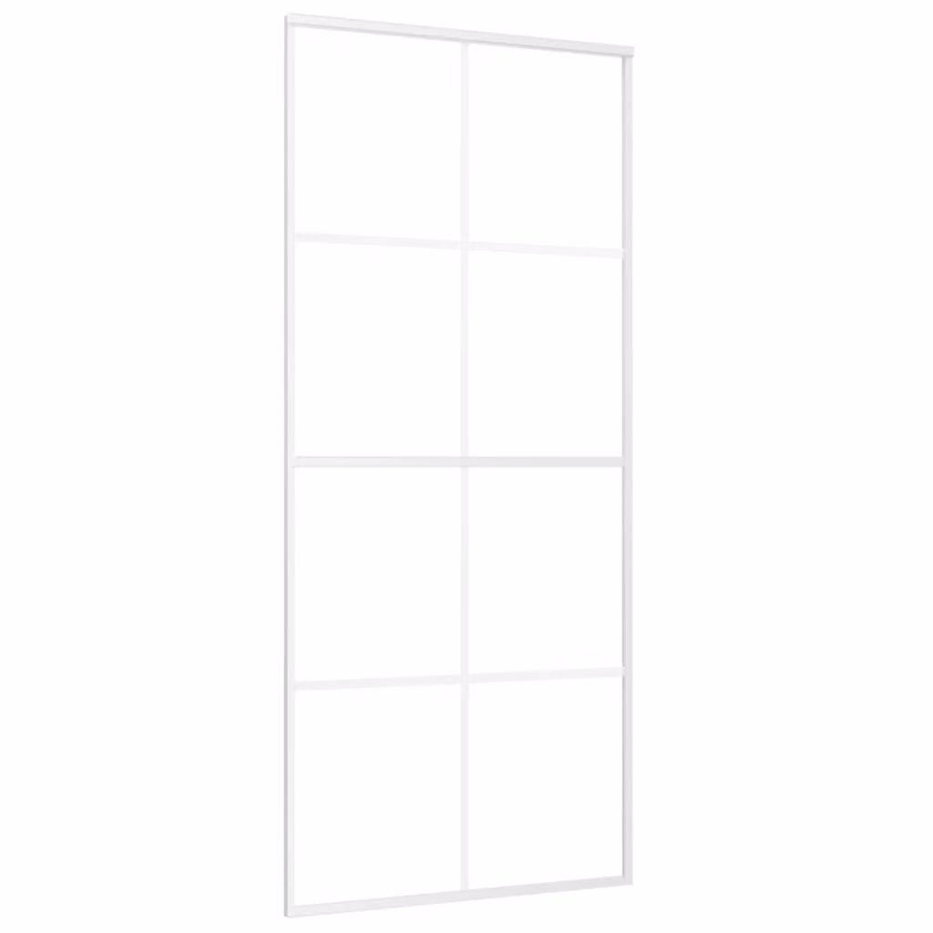 Porta Scorrevole in Vetro ESG e Alluminio 90x205 cm Bianca
