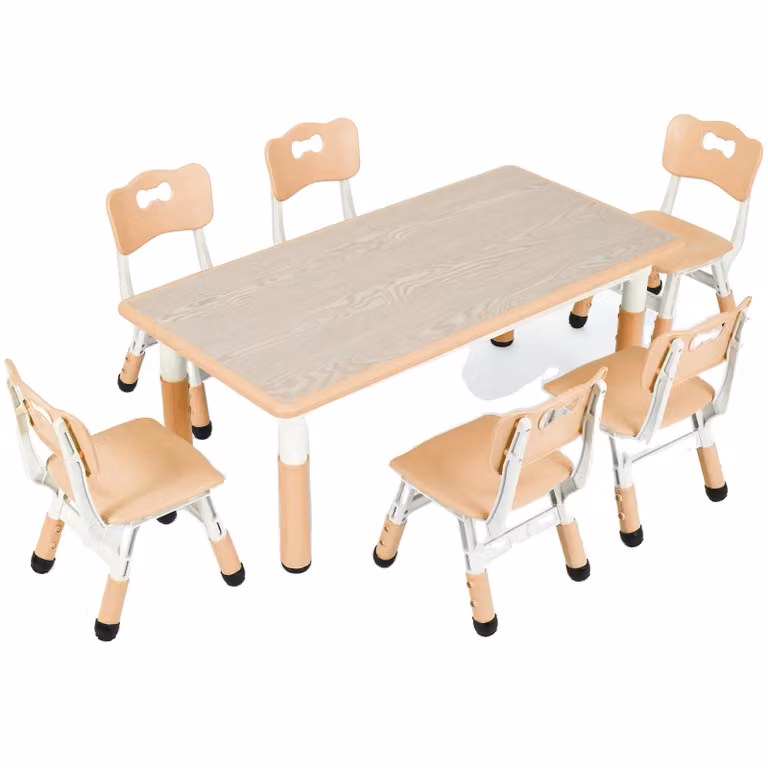 Set di scrivanie per bambini, scrivania multifunzionale regolabile in altezza, giallo