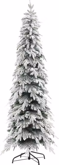 Albero di Natale artificiale HOMCOM verde con neve artificiale e apertura automatica, Altezza: 210 cm – 1