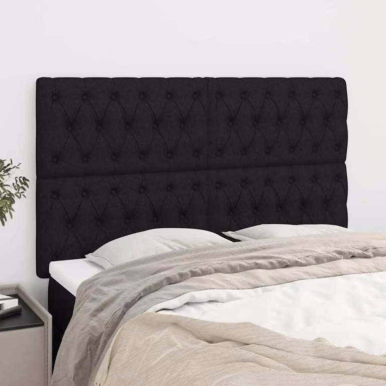 Testiera per letto imbottita vidaXL in tessuto nero L: 144 cm, P: 7 cm, H: 118/128 cm