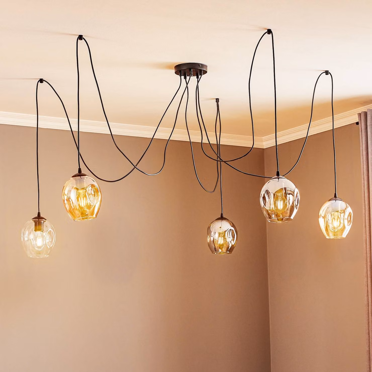Lampada a sospensione in vetro Starla EMIBIG LIGHTING, dimmerabile, Nero, Soggiorno / Sala da pranzo, Vetro, Moderno, Lampada a sospensione