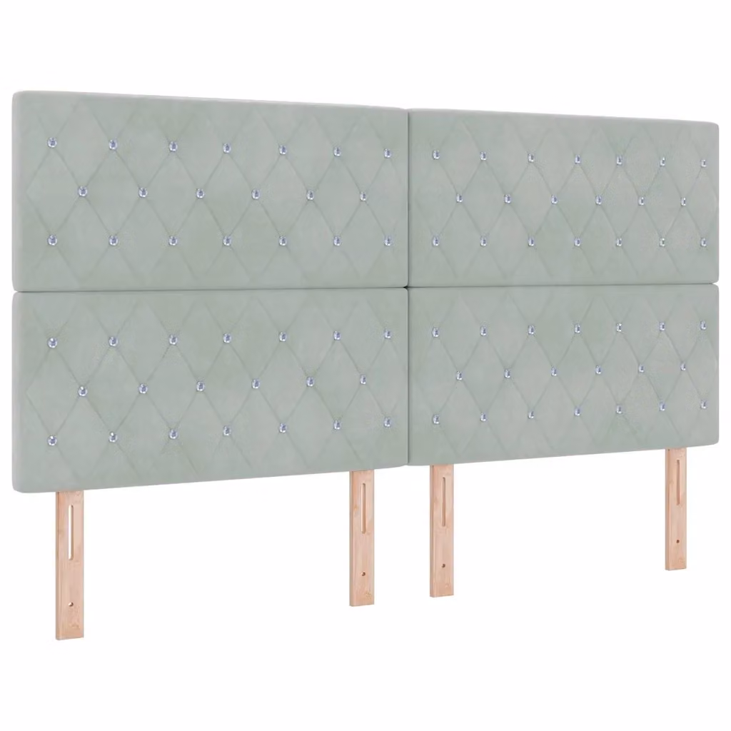 Letto matrimoniale moderno vidaXL in velluto grigio con illuminazione LED sottostante, L: 180 cm, P: 200 cm, H: 203 cm – 2