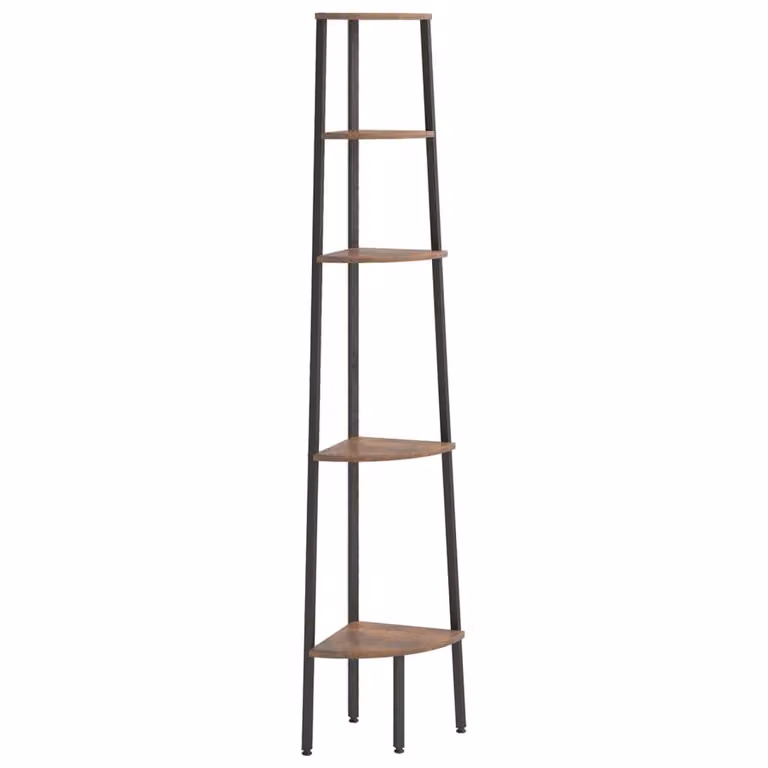 Scaffale Angolare 5 Livelli Marrone Scuro Nero 45,5x31,5x180 cm