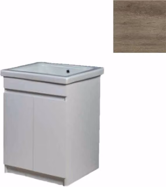 Mobile Lavatoio in Ceramica 2 Ante e Strofinatoio Integrato 60x50x86A cm Olmo Naturale