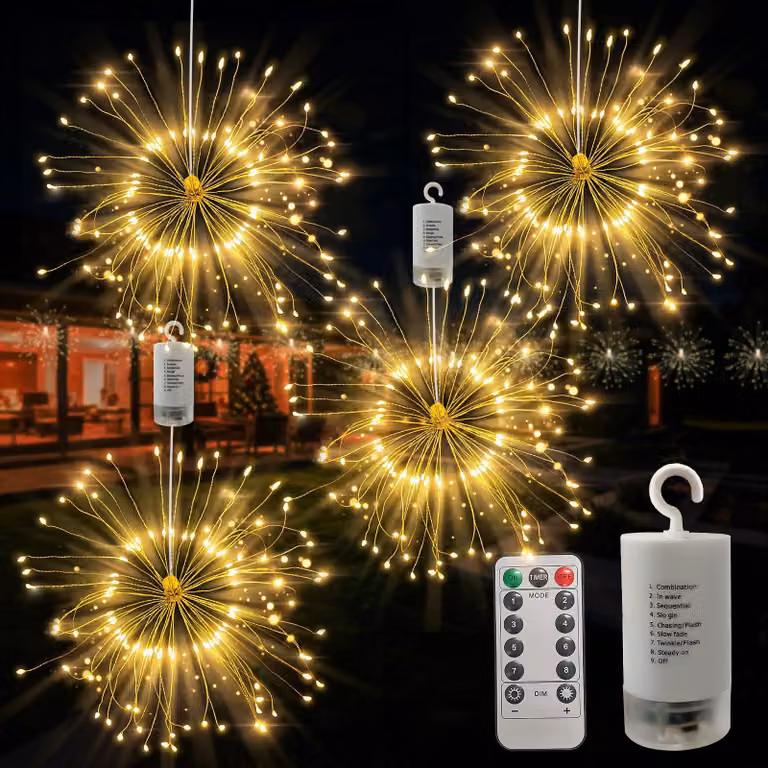 Catena luminosa a LED, 120 LED, 8 modalità, alimentata a batteria, grado di protezione IP65
