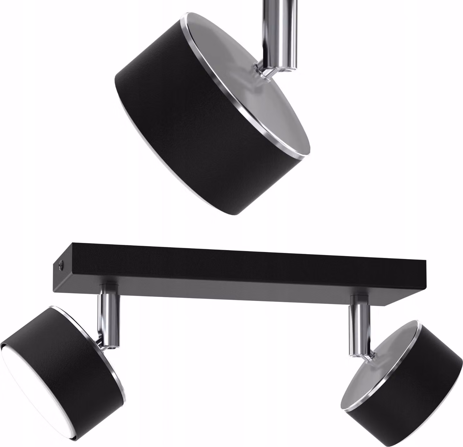 Lampada Da Soffitto Nera E Cromata Con Led Mobili Gx53 - Lampada Polacca