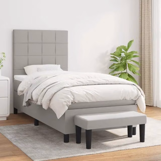 Letto Ibrido con Giroletto a Molle e Materasso vidaXL Grigio Chiaro e Bianco L/P/H: 203 x 100 x 128 cm – 1