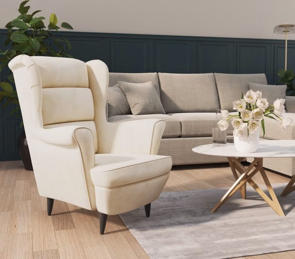 The Living Store poltrona crema in velluto bianco