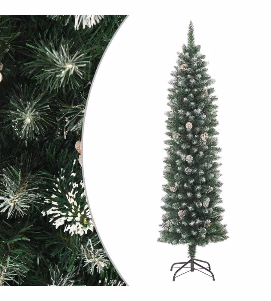 Albero di Natale Artificiale Sottile con Base 180 cm PVC
