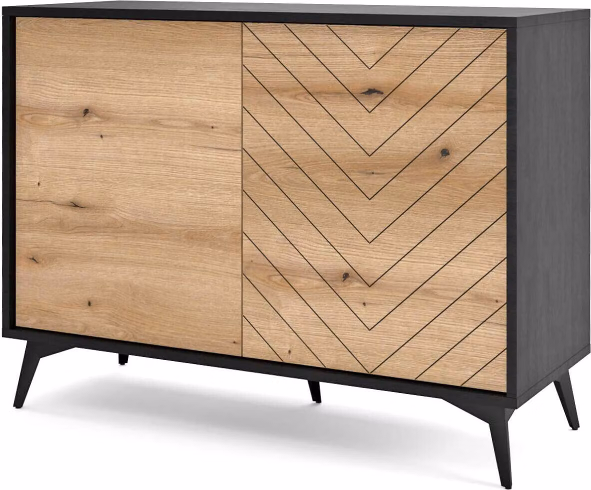 FURNLUX Credenza Diamond Beige E Nero 104cm / Colore principale: Beige / Dimensioni: 104 x 77 x 39 cm