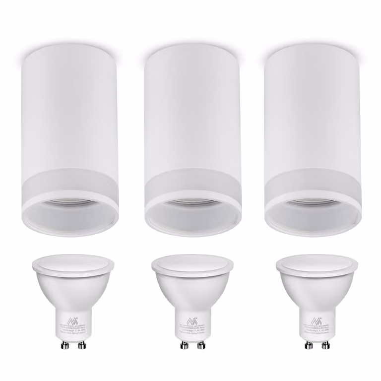 3x faretti tubolari in alluminio bianco 7W