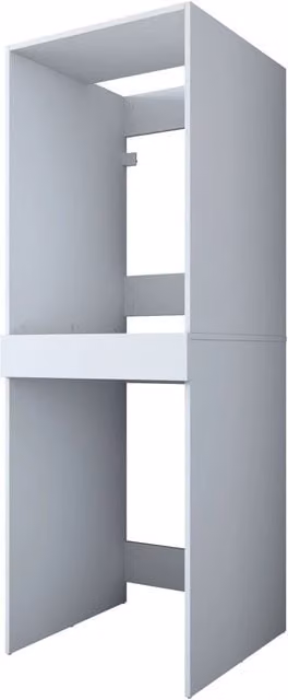 Mobile a parete moderno Hanah Home in legno bianco opaco con illuminazione LED e cassetti, L: 66 cm, P: 65 cm, H: 189 cm