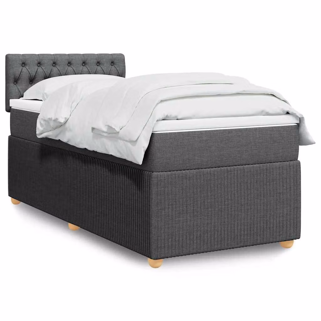 vidaXL Giroletto a Molle con Materasso Ibrido in Tessuto Grigio e Bianco L/P: 100 x 200 cm