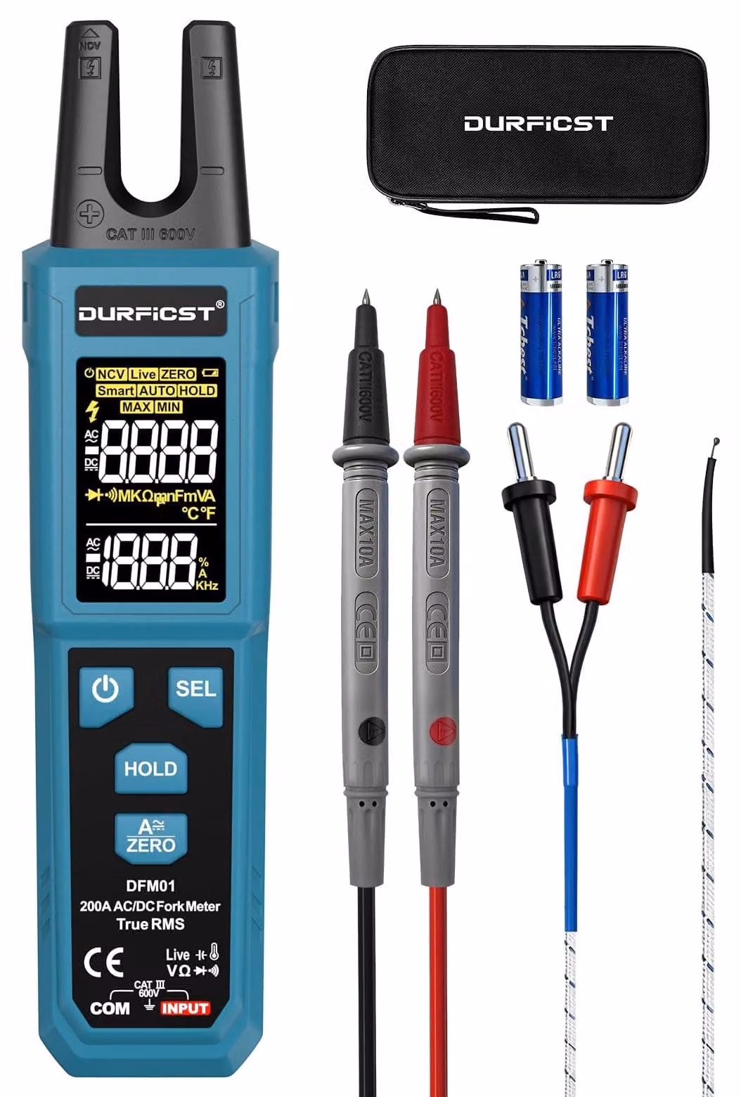 Pinza amperometrica - Multimetro True RMS - Amperometro 200 A - Fino a 600 V - 4000 counts