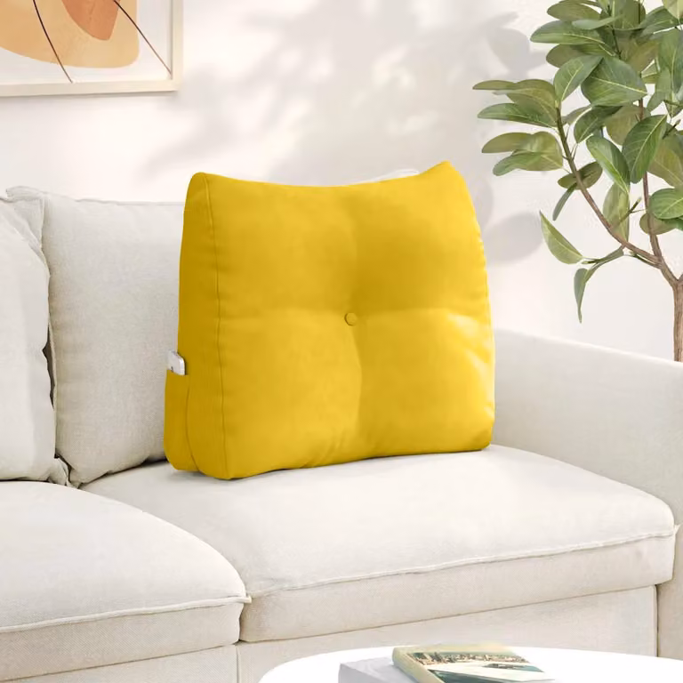 Cuscino per schiena ergonomico vidaXL in velluto giallo L 60 cm x P 24 cm x H 50 cm