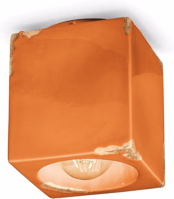 Plafoniera Vintage Ferroluce in Ceramica Arancio con 1 Luce E27