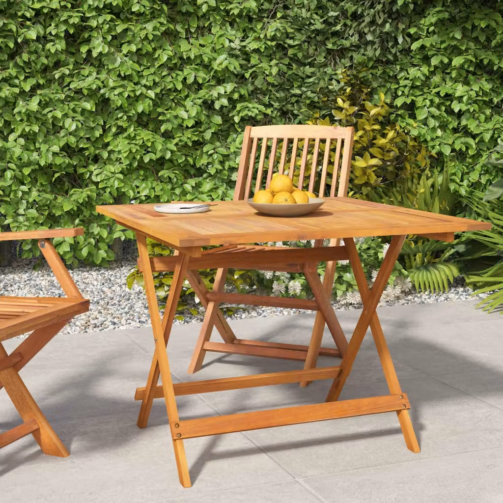 vidaXL Tavolo da Giardino Pieghevole in Legno di Acacia Marrone L/P/H: 90 x 90 x 75 cm