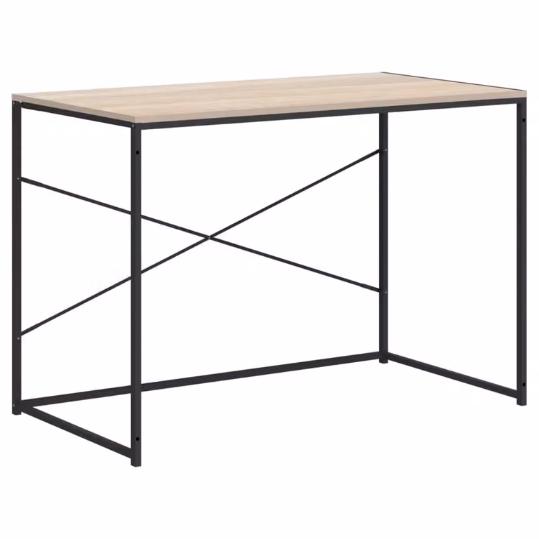 Scrivania Computer Nera e Rovere 110x60x70cm Legno Multistrato